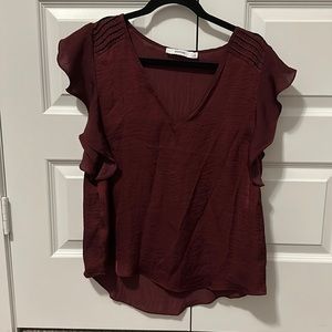 Burgundy ruffle sleeve top